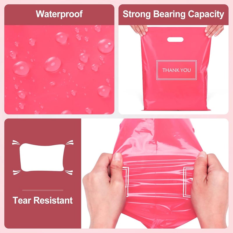 MelonArt Thank You Bags for Small Business, Plastic Retail Bags Merchandise Bags Shopping Boutique Bags for Stores Boutique (Pink) - Image 4